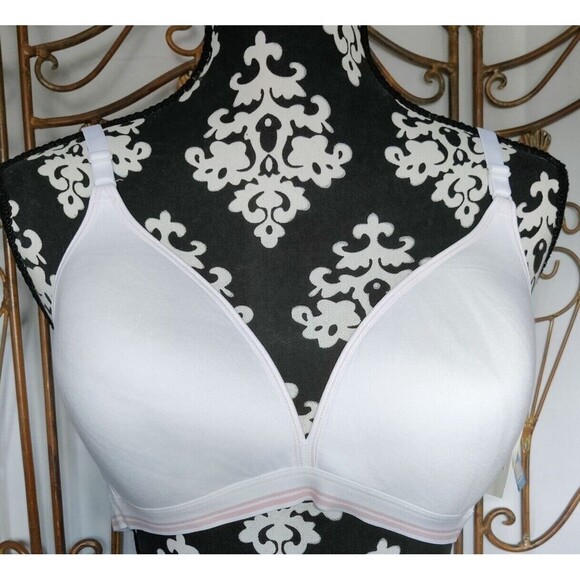 VTG. Hanes White Pink Trim Bra X-Large NEW Comfort Flex Fit - Picture 4 of 5